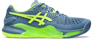 GEL RESOLUTION 9 CLAY Men Steel Blue Hazard Green Men s Tennis Shoes ASICS Outlet FI