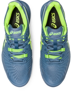 GEL RESOLUTION 9 WIDE Men Steel Blue Hazard Green Men s Tennis Shoes ASICS United States