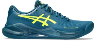 GEL CHALLENGER 14 INDOOR Men Restful Teal Safety Yellow Herren Tennisschuhe ASICS Outlet DE