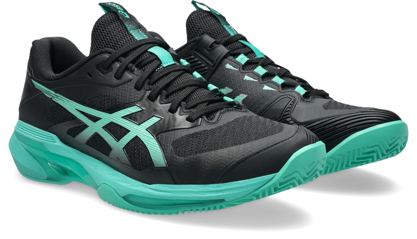 Мужские кроссовки ASICS Solution Speed FF 4 Clay, цвет: Чёрный / Зелёный — фото 2