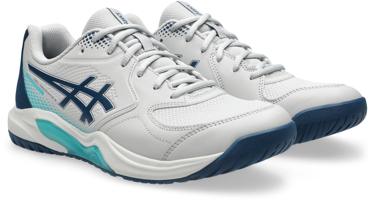 Мужские кроссовки ASICS Gel-Dedicate 9 Pickleball, цвет: Серый / Синий — фото 2
