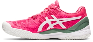 Asics Gel Resolution 8 Women's Clay Court Tennis Shoe (Peacot/White)