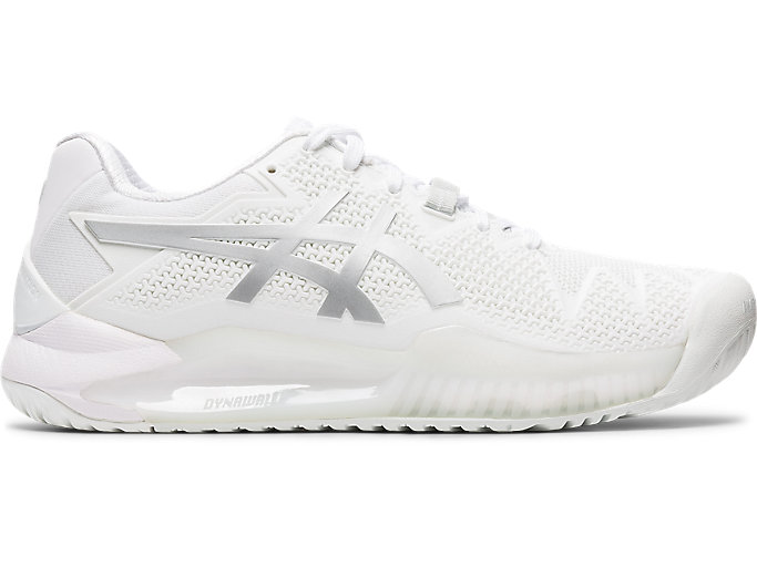 Image 1 of 7 of Women's White/Pure Silver GEL-Resolution 8 Women's Tennis Shoes