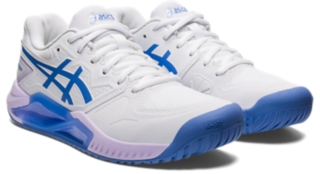 Asics blue tennis shoes on sale