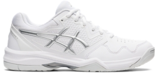 Women s GEL DEDICATE 7 White Pure Silver Tennis Shoes ASICS