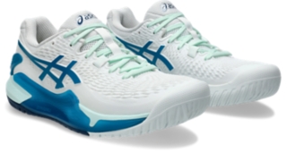 GEL RESOLUTION 9 Women White Teal Blue Damen Tennisschuhe ASICS DE