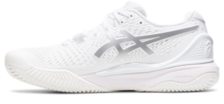 Women's GEL-RESOLUTION 9 CLAY, White/Pure Silver, Tennis Shoes