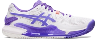 Women s GEL RESOLUTION 9 CLAY White Amethyst Tennis Shoes ASICS