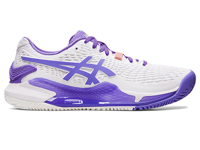 Image 1 of 7 of Women's White/Amethyst GEL-RESOLUTION 9 CLAY Women's Tennis Shoes