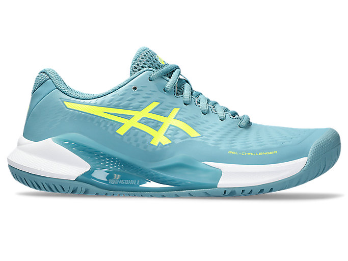 Image 1 of 7 of Women's Gris Blue/Safety Yellow GEL-CHALLENGER 14 Women's Tennis Shoes