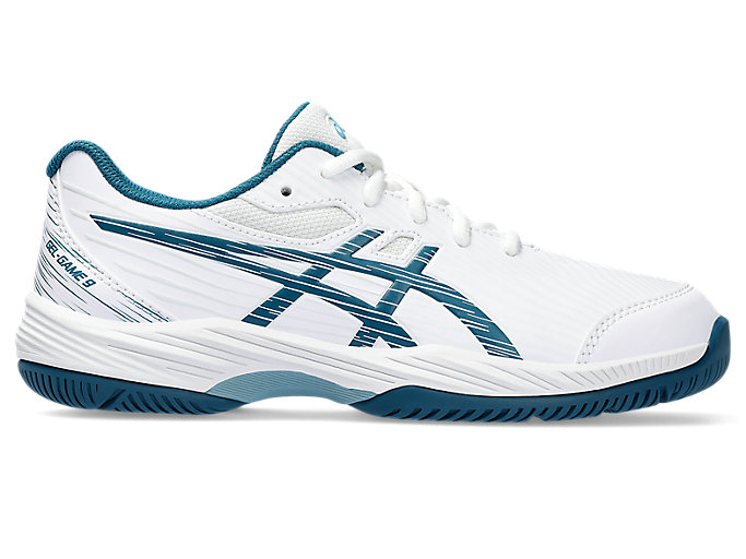Image 1 of 7 of Kids White/Restful Teal GEL-GAME 9 GS Kids' Sports Shoes
