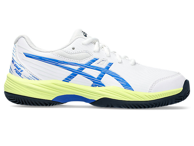 Image 1 of 7 of Kids White/Illusion Blue GEL-GAME 9 PADEL GS Kids Running Trainers