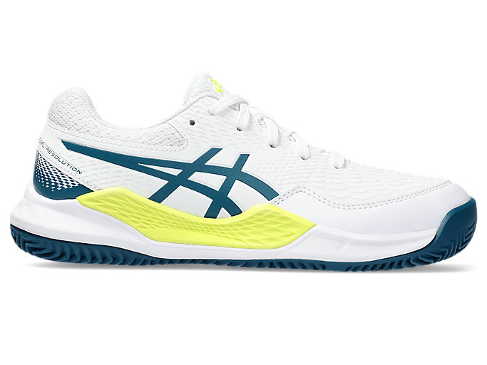 Image 1 of 7 of Kids White/Restful Teal GEL-RESOLUTION 9 GS CLAY Kids Tennis Shoes