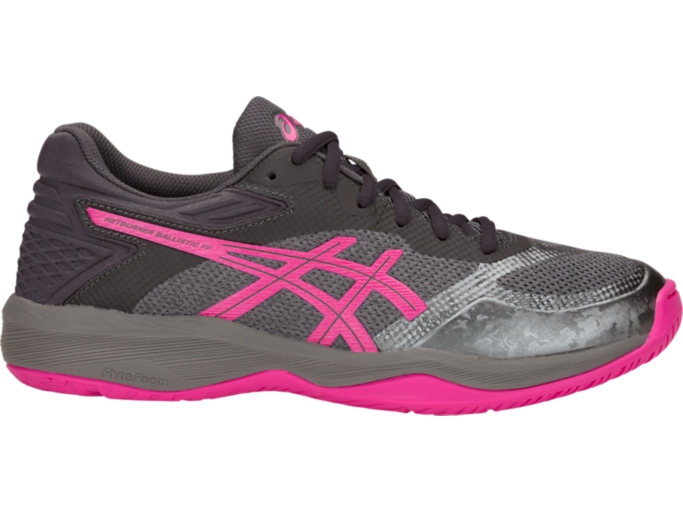 Netburner Ballistic FF Women Steel Grey Fuchsia Purple Women s Volleyball Shoes ASICS United States