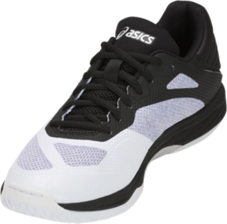 asics black and white netball shoes