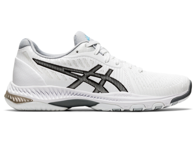 Asics black and on sale white netball shoes