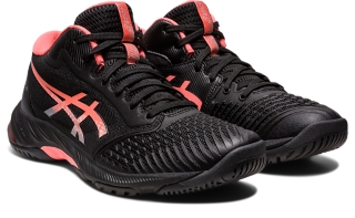 Women's NETBURNER BALLISTIC FF MT 3 | Black/Papaya Volleyball Shoes | ASICS