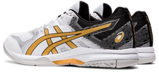 Men s GEL ROCKET 9 White Pure Gold Volleyball Shoes ASICS