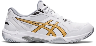 Men s GEL ROCKET 10 White Pure Gold Volleyball Shoes ASICS