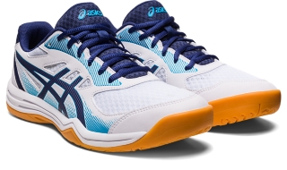 | UPCOURT White/Indigo Shoes Blue 5 ASICS | Men\'s | Volleyball