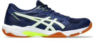 GEL ROCKET 11 Men Blue Expanse Safety Yellow Indoor schoenen voor Heren ASICS NL