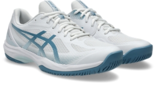 Image 2 of 8 of Men's WHITE/SABA BLUE COURT HUNTER FF Men's Indoor Shoes