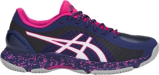 asics gel netburner super ff flash coral netball trainers
