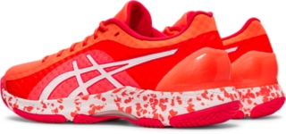 asics gel netburner super ff flash coral netball trainers