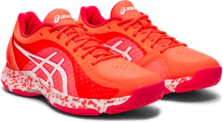 asics gel netburner super ff flash coral netball trainers