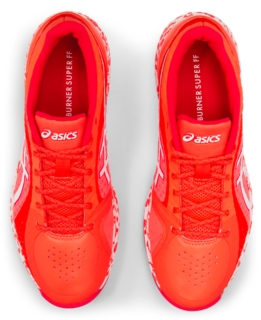 asics gel netburner super ff flash coral netball trainers