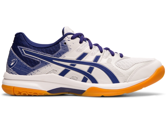 Women s GEL ROCKET 9 White Dive Blue Volleyball Shoes ASICS