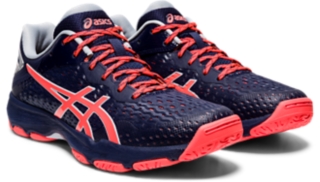 Asics gel netburner super sales ff flash coral netball trainers