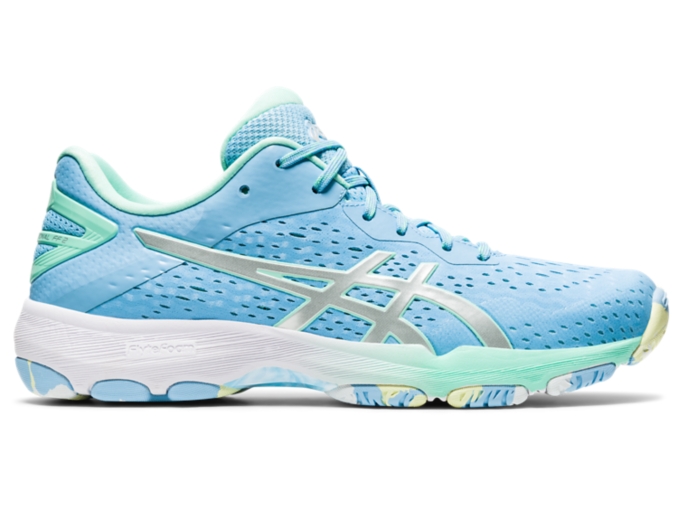 Blue asics store netball shoes