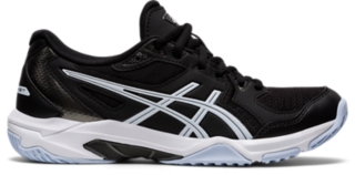 Women s GEL ROCKET 10 Black White Volleyball Shoes ASICS