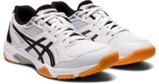 Black and white outlet asics volleyball shoes