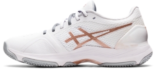 White asics cheap netball trainers