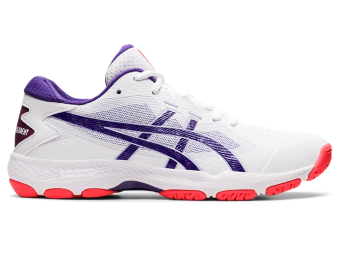 GEL NETBURNER ACADEMY 9 Women White Gentry Purple Women s Netball Shoes ASICS Australia