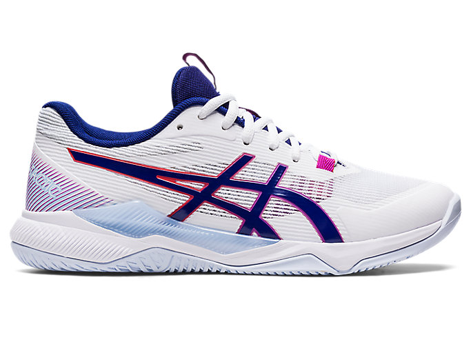 Image 1 of 7 of Women's White/Dive Blue GEL-TACTIC Women's Volleyball Shoes