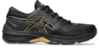 GEL NETBURNER 20 D WIDE Women Black Pure Gold Women s Netball Shoes ASICS Australia