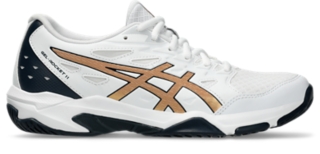 GEL ROCKET 11 Women White Pure Gold Indoor schoenen voor Dames ASICS BE