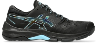 GEL NETBURNER 20 D WIDE Women Black Bright Cyan Women s Netball Shoes ASICS Australia