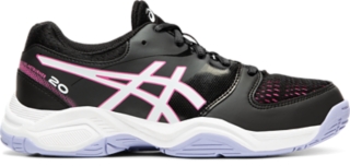 asics black and white netball shoes