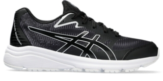 Black asics school store shoes