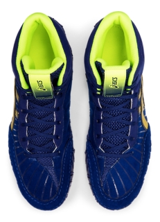 Blue and gold outlet asics wrestling shoes