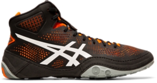 asics black and orange shoes