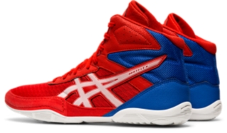 Asics red sale white and blue