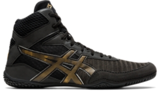 black and gold asics wrestling shoes