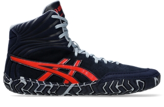 Asics aggressor wrestling shoes red white and blue hotsell