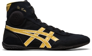 Men s DAN GABLE EVO 3 Black Rich Gold Wrestling Shoes ASICS