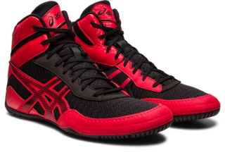 Asics Mat Control Wrestling Shoe Black - Red 6.5 ONLY